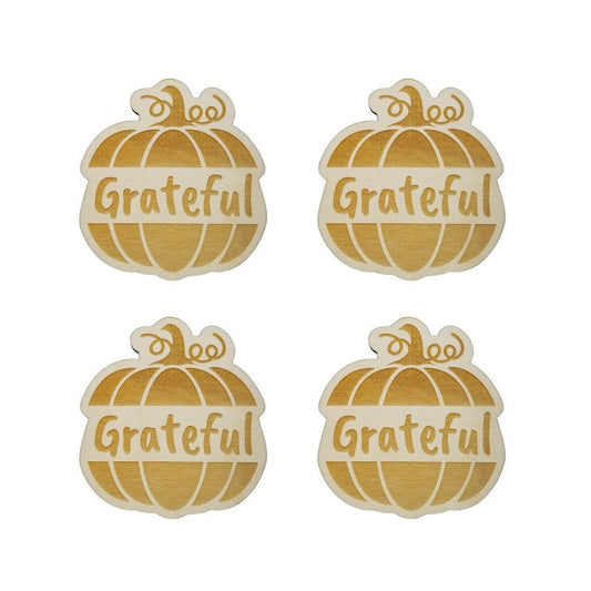 Thanksgiving Place Card Set of 4 - Thanksgiving Place Setting - Thanksgiving Table Decor - Grateful Pumpkin Place Holder