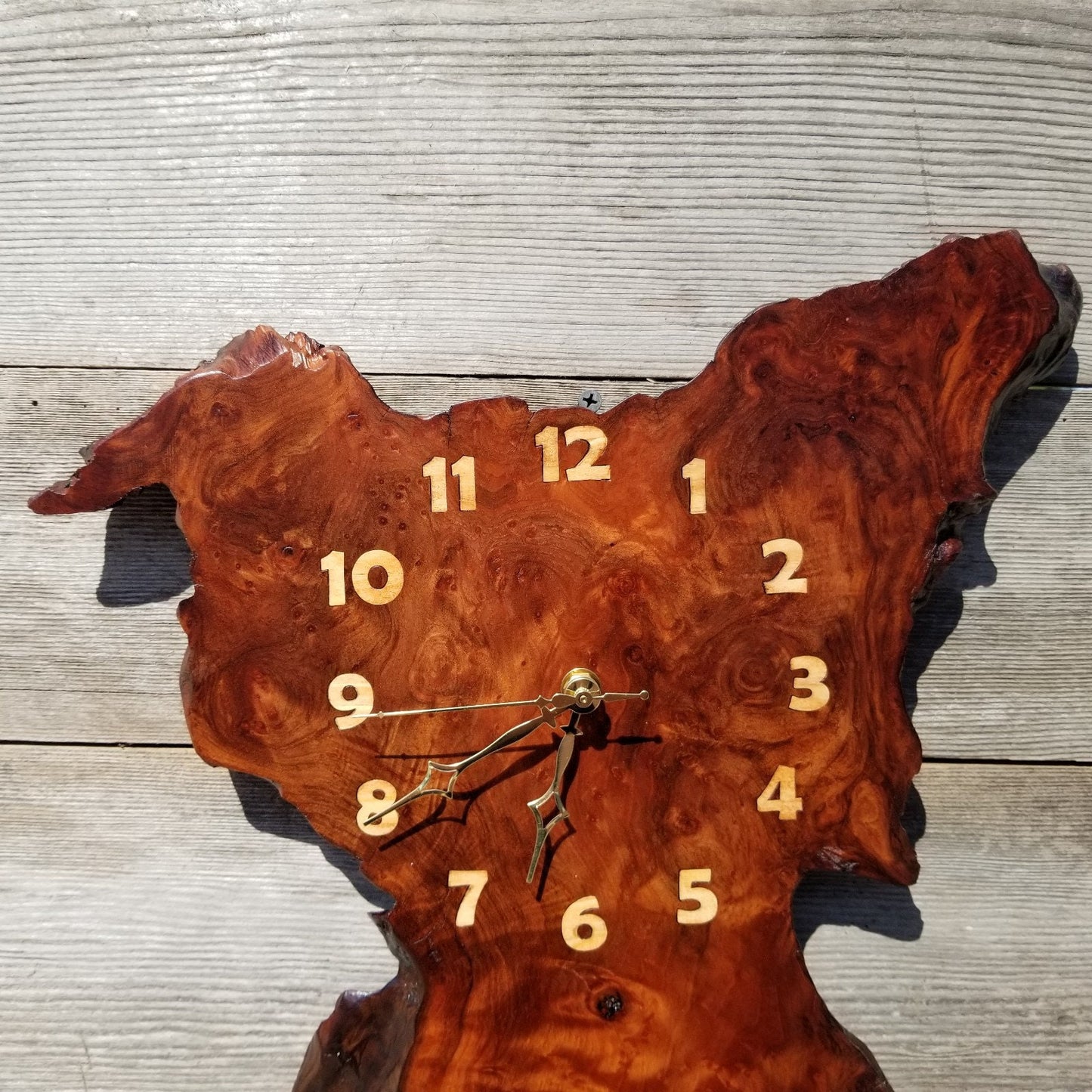 Wood Clock Wall Hanging Redwood Handmade Burl #424 Redwood Burl Wall Clock Small Father Dad Gift Mother Mom Gift