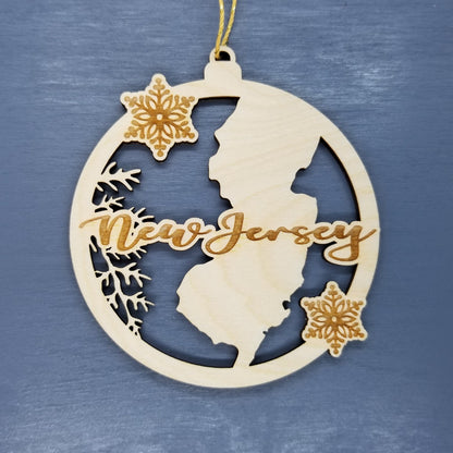 Wholesale New Jersey Ornament - State Shape with Snowflakes Cutout NJ Souvenir