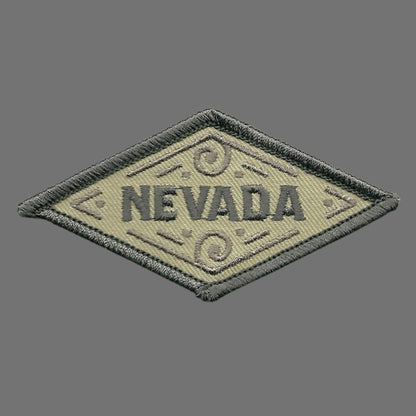 Nevada Patch – Gray with Swirls – Travel Patch Iron On – NV Souvenir Patch – Embellishment Applique – Diamond 3.5" The Silver State