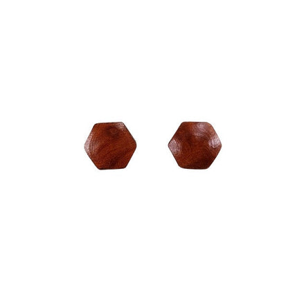 Redwood Earrings - Hexagon Wood Earrings - California Redwood Stud Earrings