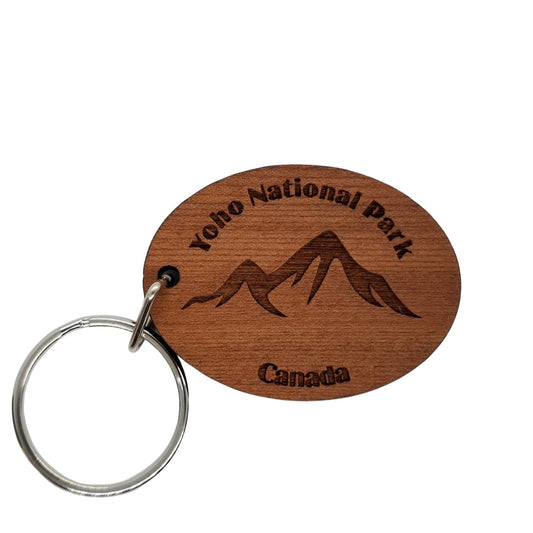 Yoho National Park Keychain Wood Keyring Canada Souvenir Rocky Mountains British Columbia Ski Snowshoeing National Park Key Tag Travel Gift