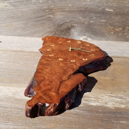 Wood Clock Wall Hanging Redwood Handmade Burl #552 Realtor Gift Redwood Burl Wall Clock Small