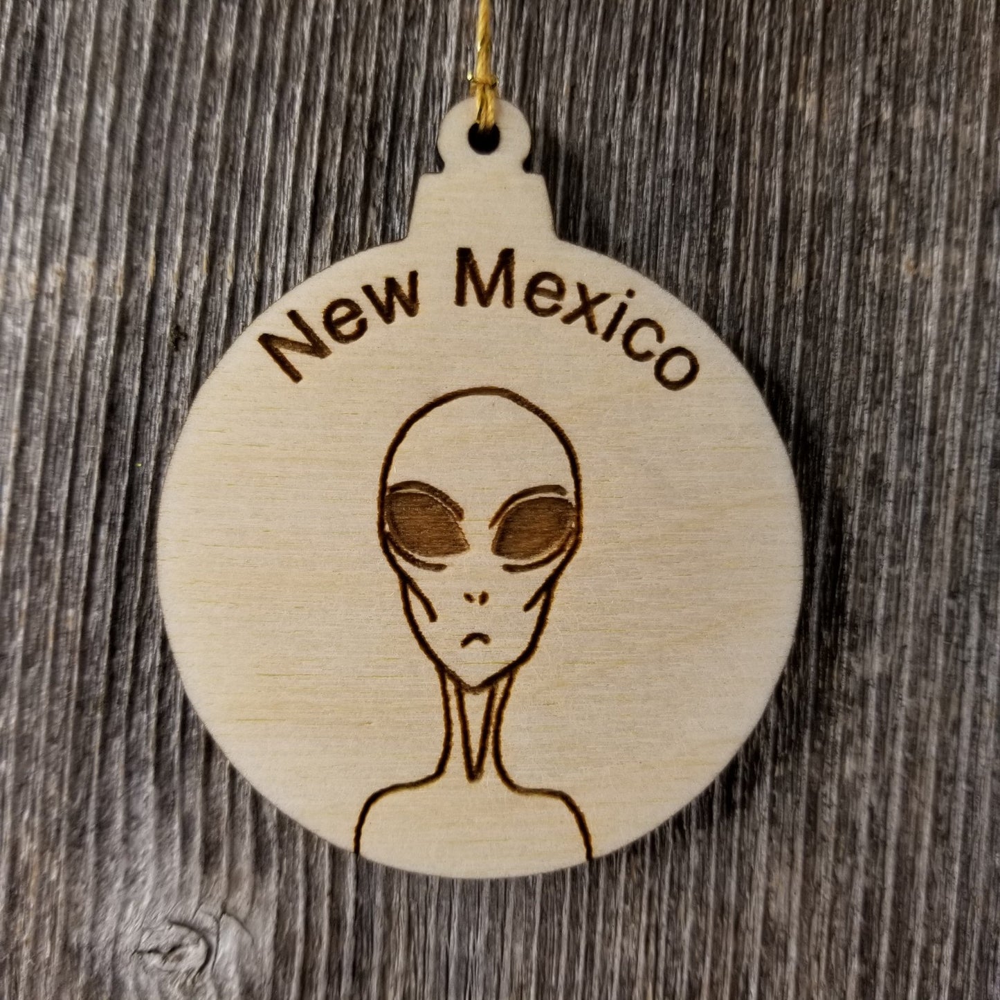 Alien New Mexico Christmas Ornament Wood Laser Cut Handmade in USA Travel Gift Souvenir Memento NM