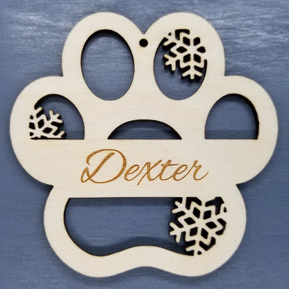 Pet Paw Personalized Ornament Handmade Wood Christmas Ornament Made in USA Pet Ornament Cat Lover Dog Lovers Pet Gift New Pet First