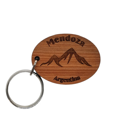 Mendoza Keychain Argentina Mountains Wood Keyring Argentina Souvenir Andes Mountains Skiing Skier Ski Climbing Mountaineering Hiking Key Tag