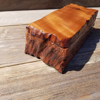 Handmade Wood Box with Redwood Tree Engraved Rustic Handmade Curly Wood #505 California Redwood Jewelry Box Storage Box