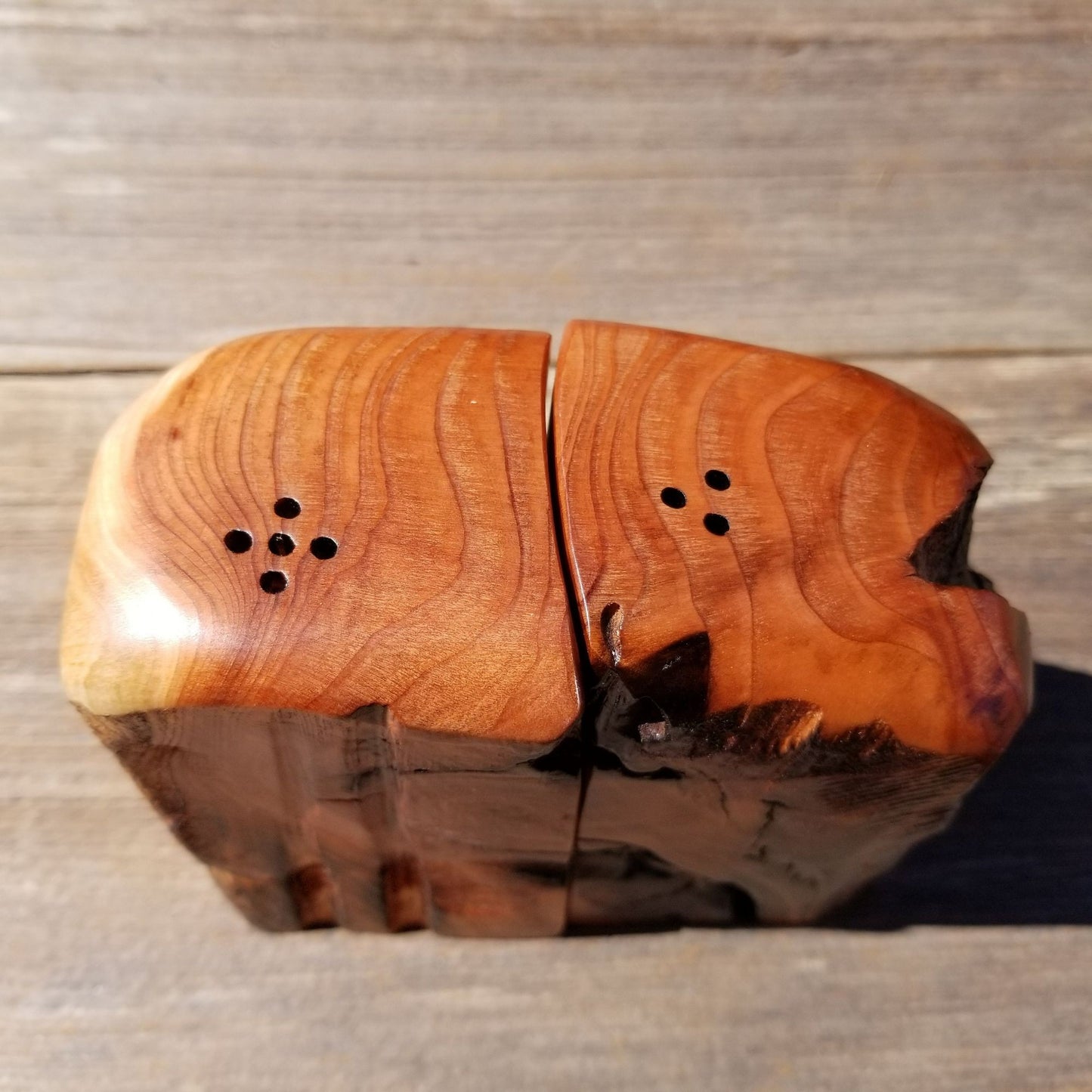 Wood Salt and Pepper Shakers Rustic California Redwood Set Handmade #382 Manly Gift Engagement Gift Housewarming Gift Lodge Style