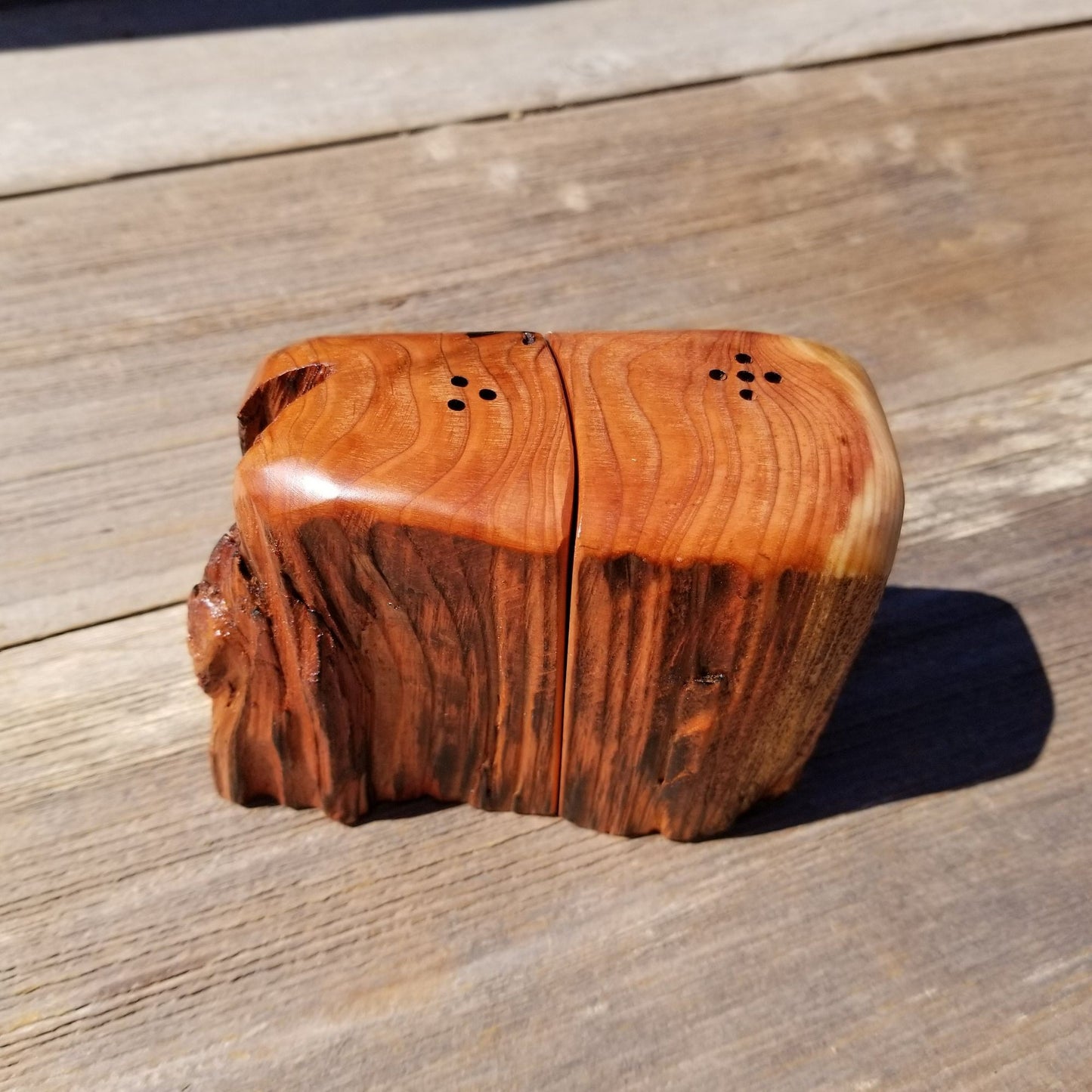 Wood Salt and Pepper Shakers Rustic California Redwood Set Handmade #382 Manly Gift Engagement Gift Housewarming Gift Lodge Style