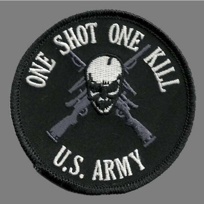 United States Army Patch Iron On One Shot One Kill  US Military Patch Country Pride Badge Emblem 3"