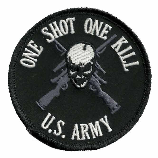 United States Army Patch Iron On One Shot One Kill  US Military Patch Country Pride Badge Emblem 3"