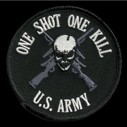 United States Army Patch Iron On One Shot One Kill  US Military Patch Country Pride Badge Emblem 3"