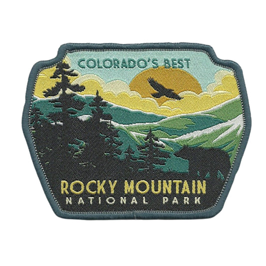 Rocky Mountains Patch – Colorado Travel Patch CO Souvenir Embellishment or Applique 3.25" Iron On Mountains Trees National Park