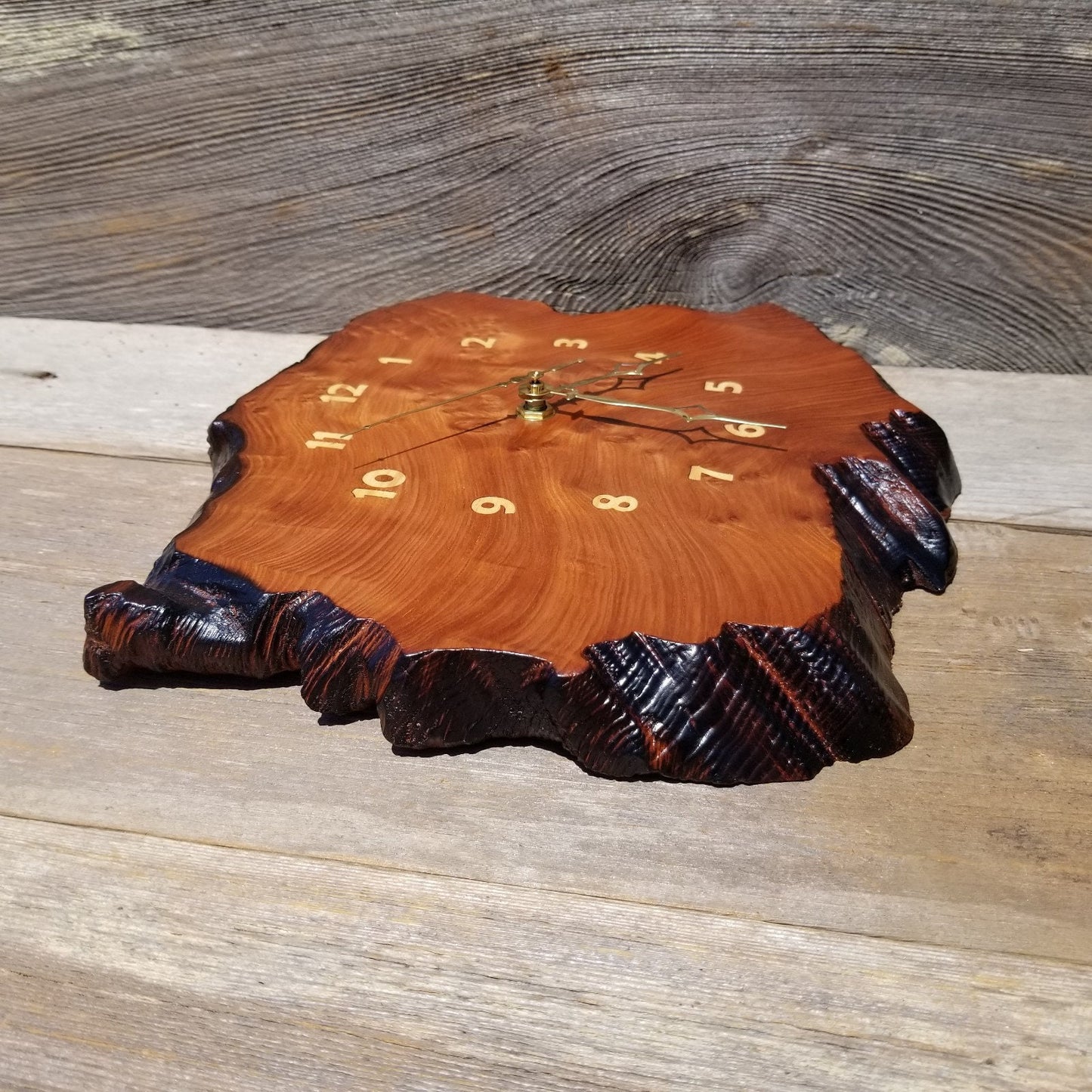 Wood Wall Clock Redwood Clock Handmade Wall Hanging Rustic Wedding Gift Burl Live Edge #486 Anniversary Small