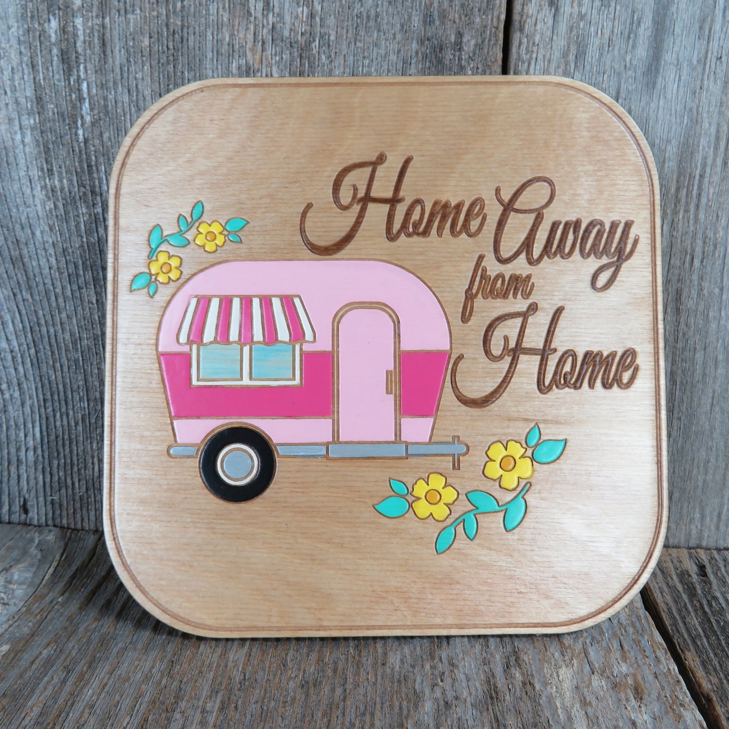 Color Your Own Wood Art ONLY DIY - Home Away From Home Trailer Wood Trivet - Coloring Project - Adult Craft Project Supply - Relaxation Gift