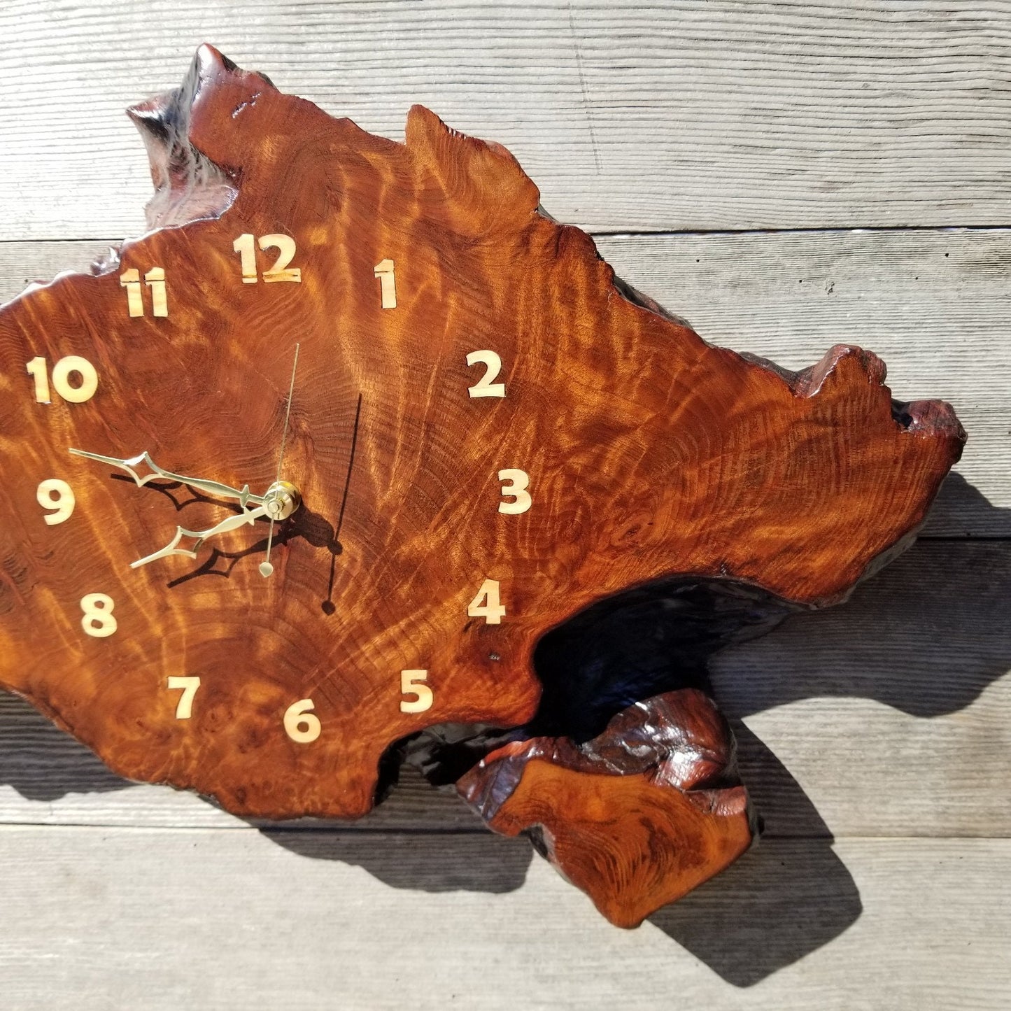 Wood Wall Clock Redwood Burl Hanging Art Rustic Slab #489 Anniversary Gift One of a Kind Unique Gift Handmade LG