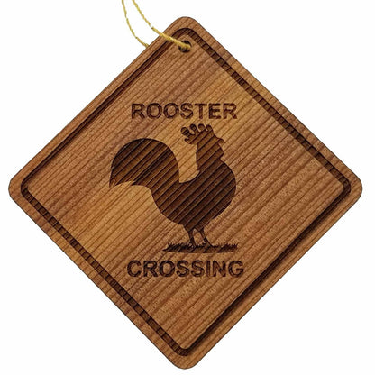 Rooster Crossing Ornament - Rooster Ornament - Wood Ornament Handmade in USA