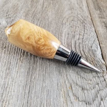 Wine Stopper Rustic Wood Gift for Her Maple Live Edge Top Handmade #303 Made in USA