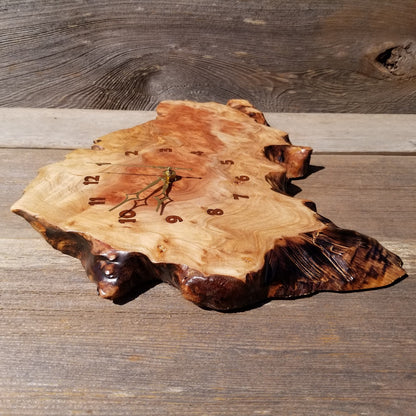 Wood Wall Clock Redwood Clock Handmade Wall Hanging Rustic Wedding Gift Burl Live Edge #428 Anniversary Small Mini