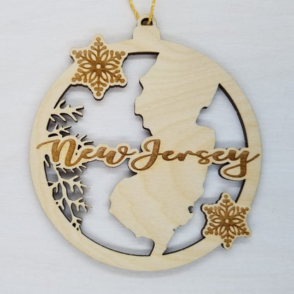 Wholesale New Jersey Ornament - State Shape with Snowflakes Cutout NJ Souvenir