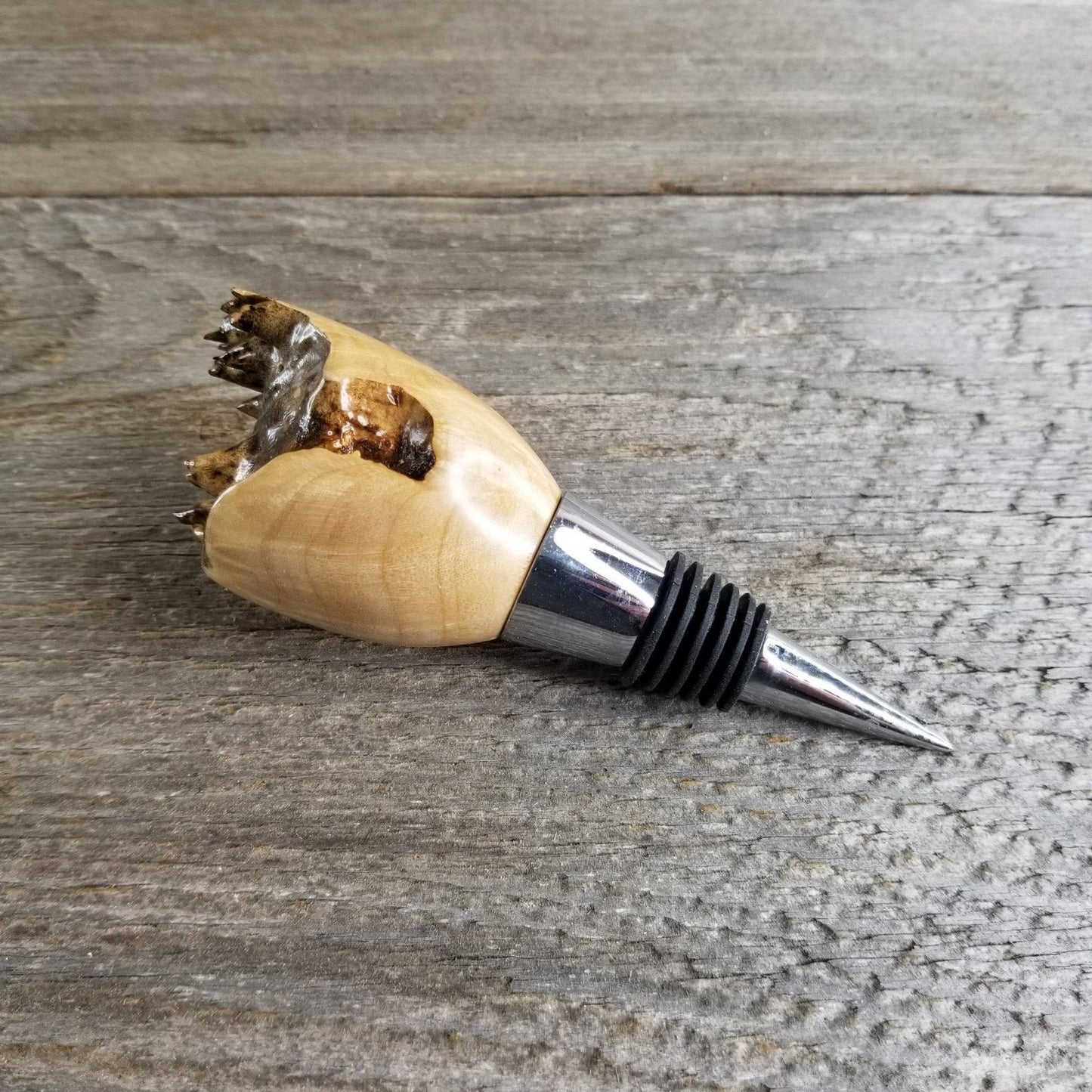 Maple Wood Wine Stopper Rustic Edge - Wedding Favor Wine Gift - #310