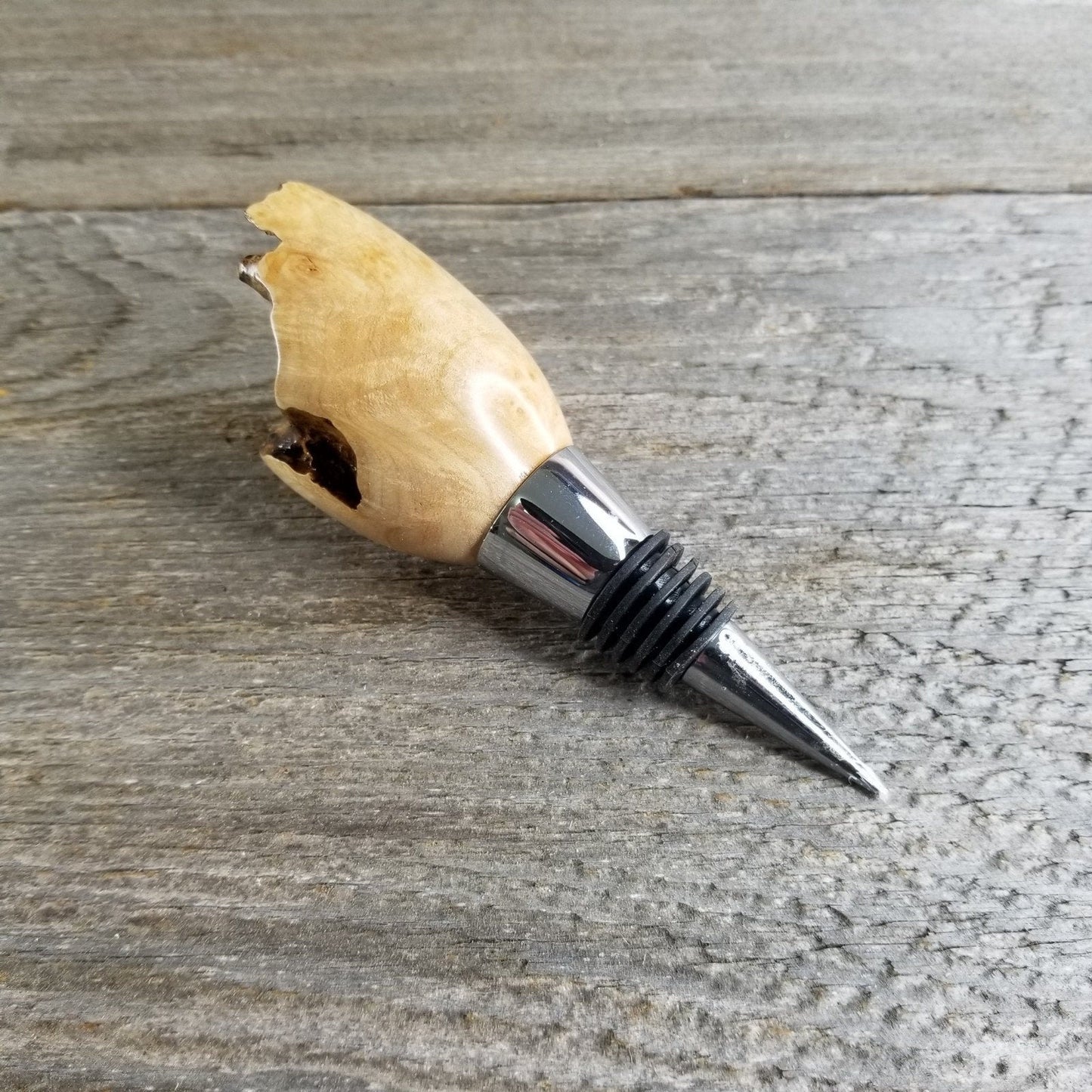 Maple Wood Wine Stopper Rustic Edge - Wedding Favor Wine Gift - #310