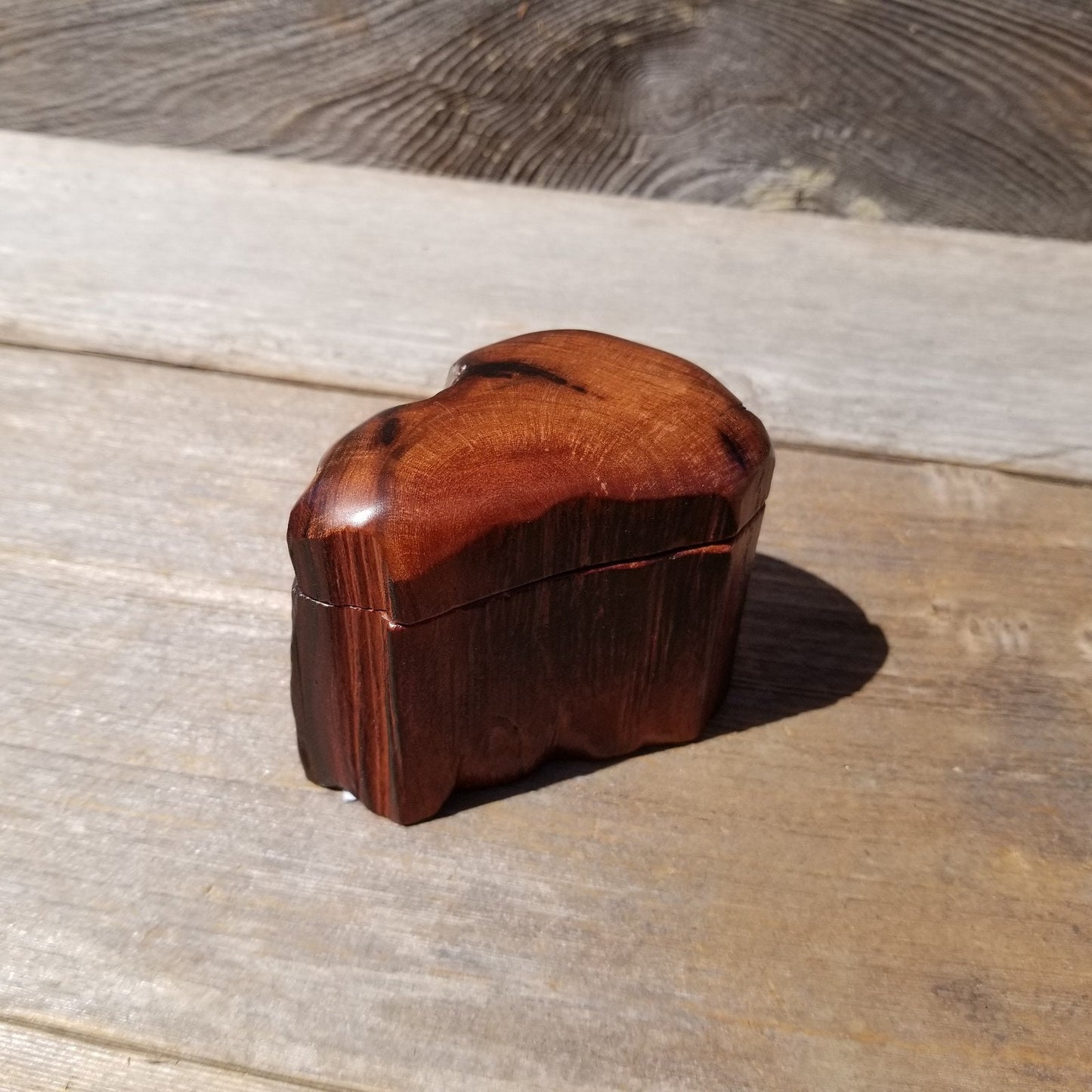 Wood Ring Box Redwood Rustic Handmade California Storage Live Edge Mini #465 Birthday Gift Christmas Gift Mother's Day Gift