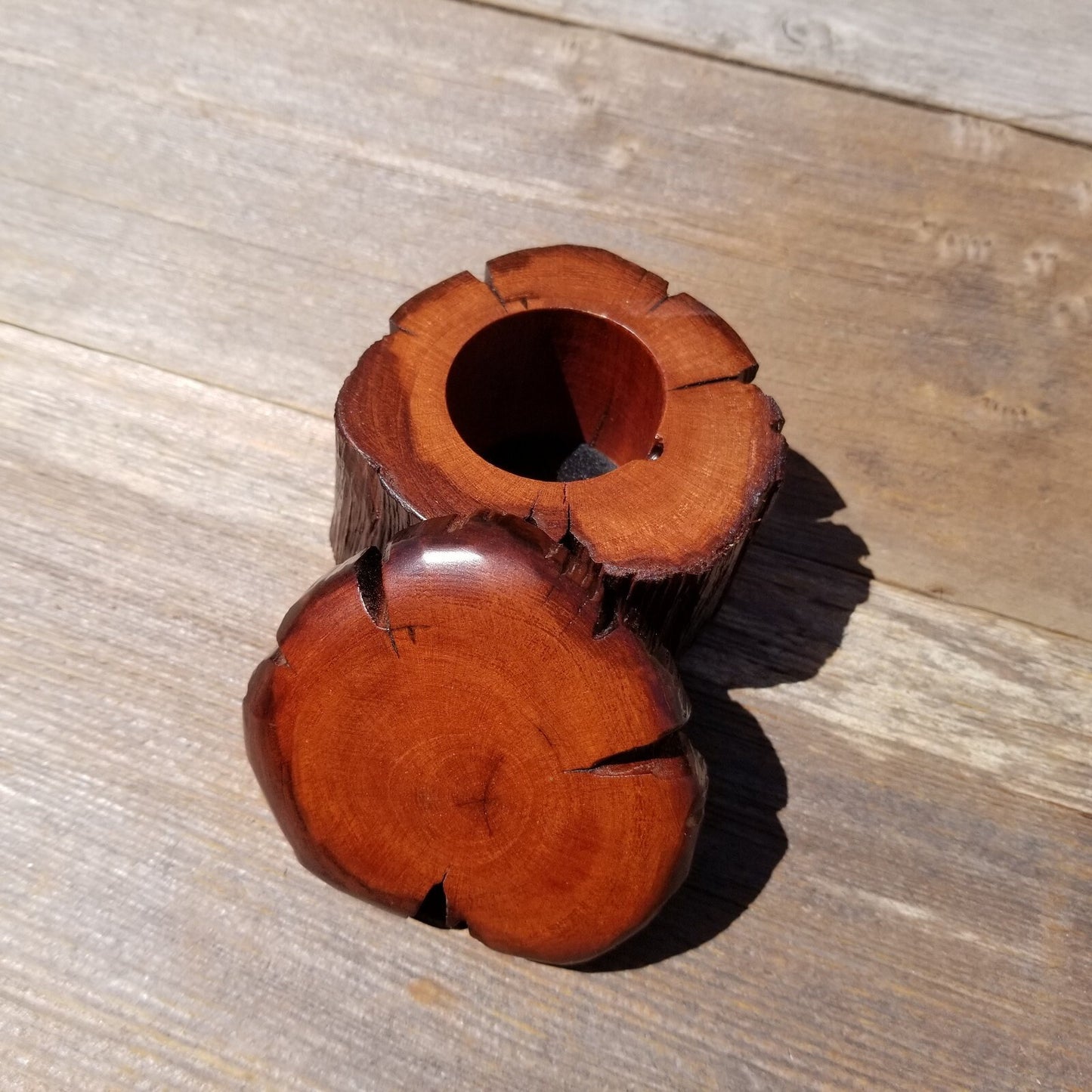 Wood Ring Box Redwood Rustic Handmade California Storage Live Edge Mini #470 Birthday Gift Christmas Gift Mother's Day Gift