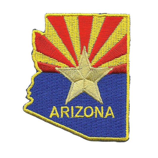 Arizona Patch AZ State Flag Badge Copper Star Cutout Shape Souvenir Iron On 2.5" Badge Emblem Applique