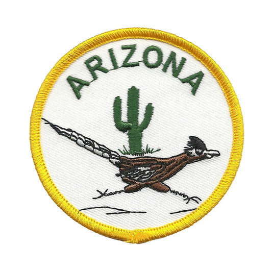 Arizona Roadrunner with Cactus Iron on Patch 3" Souvenir Badge Emblem Applique Accessory