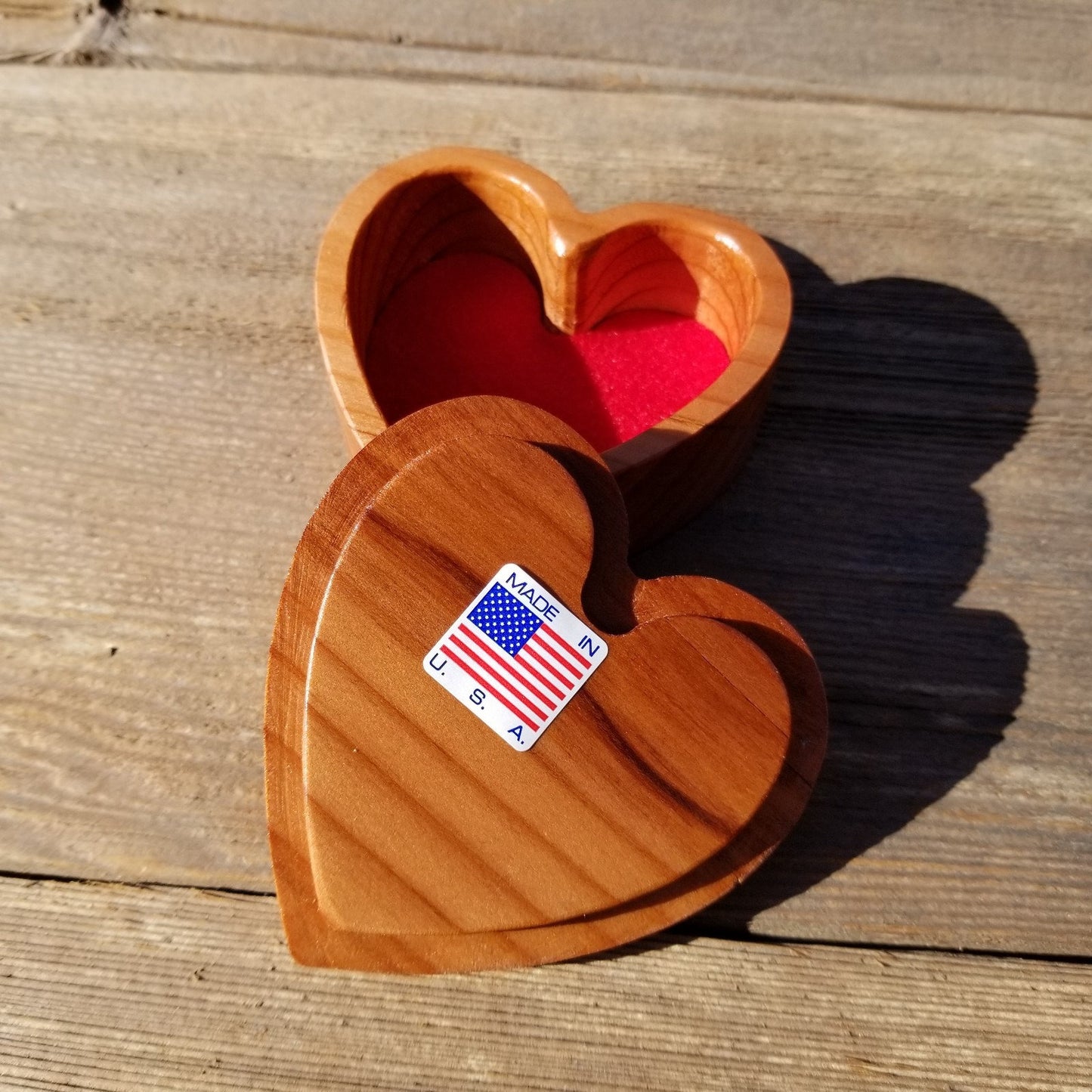 Handmade Wood Box with Redwood Heart Ring Box California Redwood #313