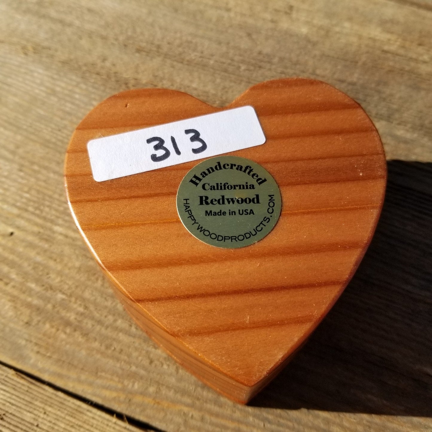 Handmade Wood Box with Redwood Heart Ring Box California Redwood #313