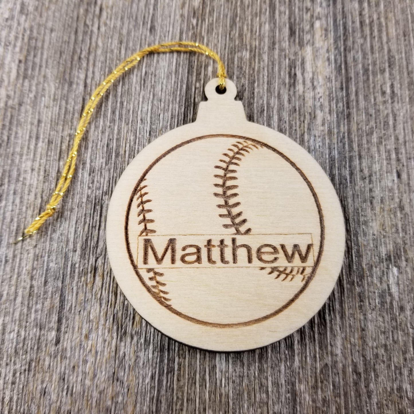 Baseball Wood Ornament, Baseball Player Gift, Engraved Ornament, Personalized