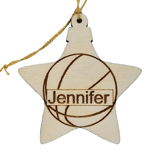 Basketball Wood Ornament - Basketball Player Gift - Personalized Ornament - Star Shape