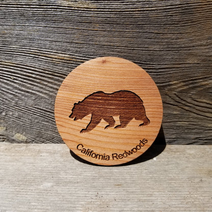 Bear Wood Coasters - Set of 4 - California Redwood Laser Engraved - Souvenir