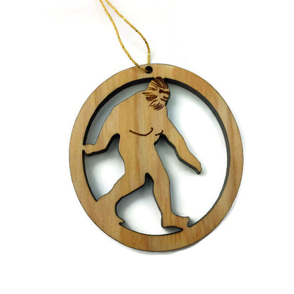 Bigfoot Christmas Ornament White Wood Handmade