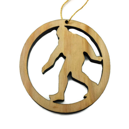 Bigfoot Christmas Ornament White Wood Handmade