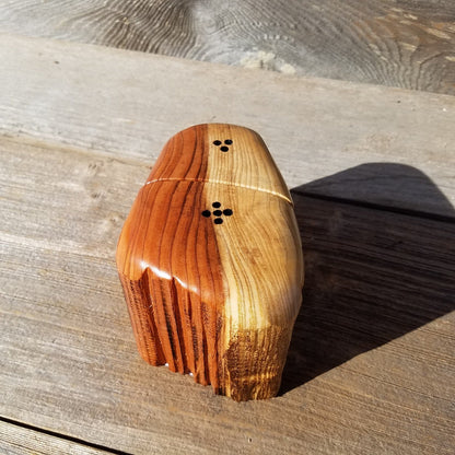 Redwood Salt and Pepper Shakers Set Souvenir California 2 Tone Handmade Rustic Unique Shape Handcrafted Wood Shakers Set #328