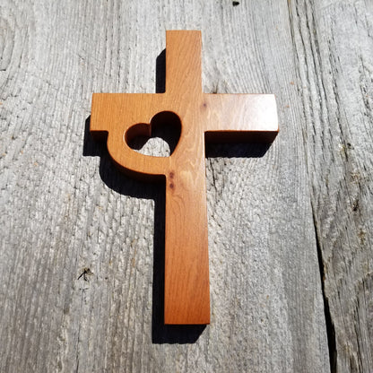 Wood Wall Cross - Wooden Cross - Wall Cross - Heart Cross 7 Inch