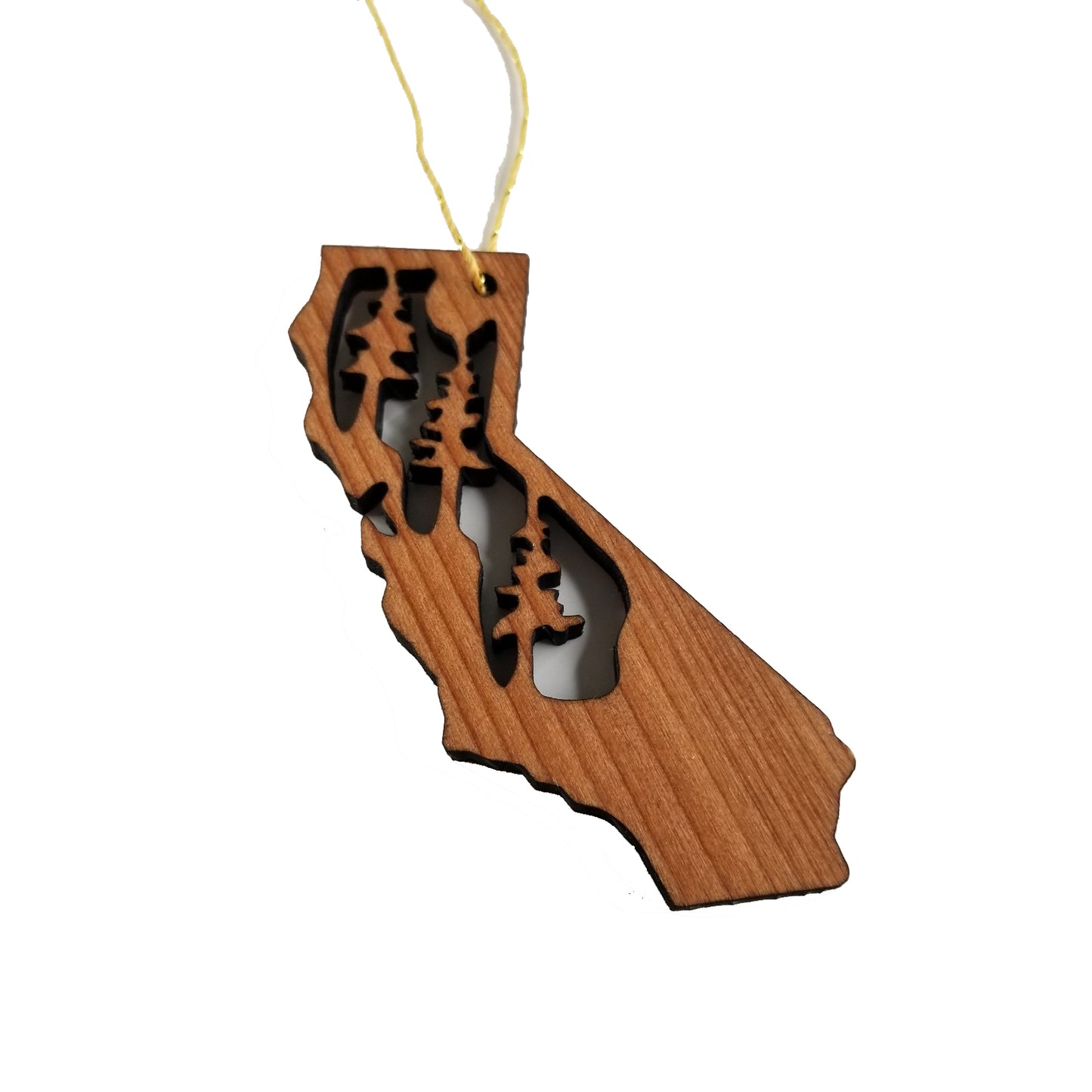 California State Wood Christmas Ornament Redwood Laser Cut Handmade Made in USA Housewarming Gift Souvenir Memento