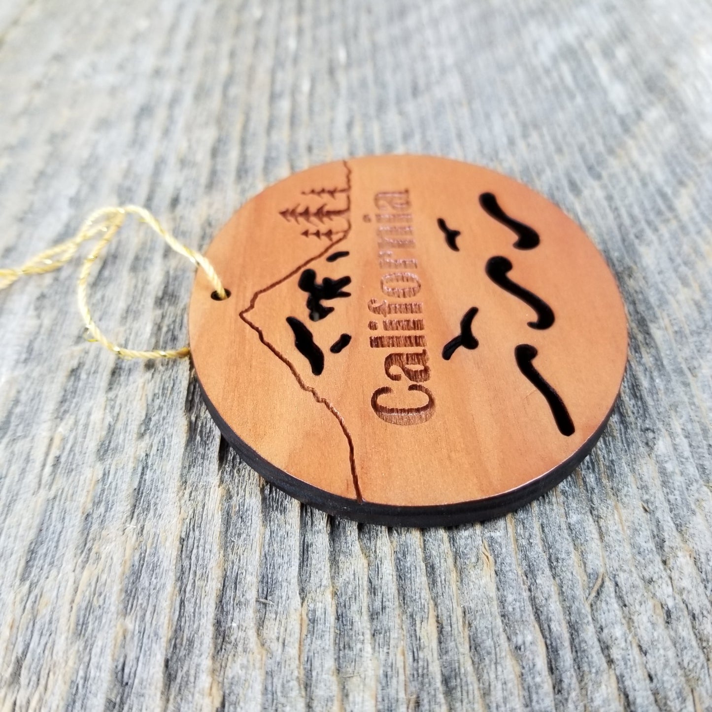 California Christmas Ornament Oval Wood Souvenir