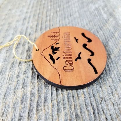 California Christmas Ornament Oval Wood Souvenir