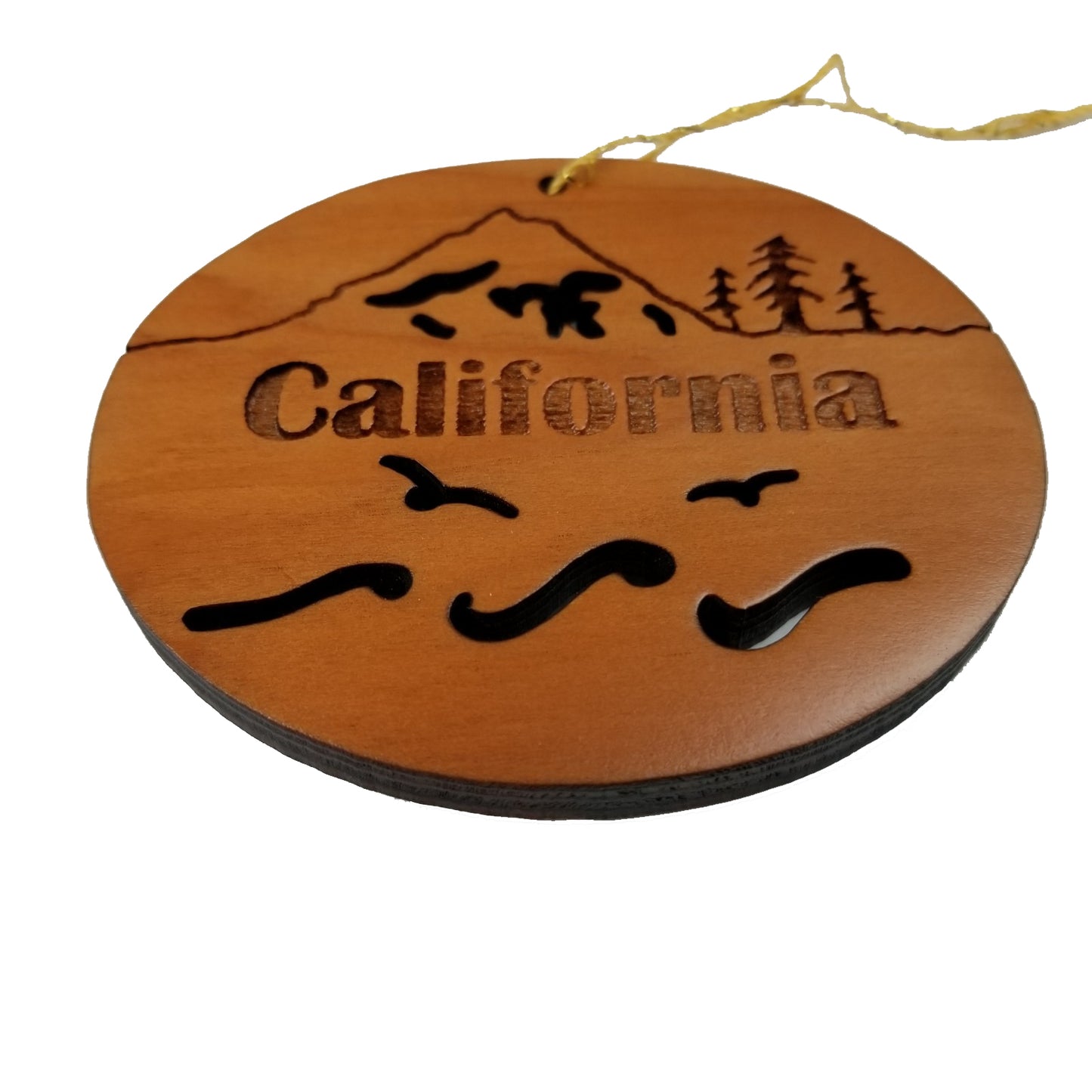 California Christmas Ornament Oval Wood Souvenir