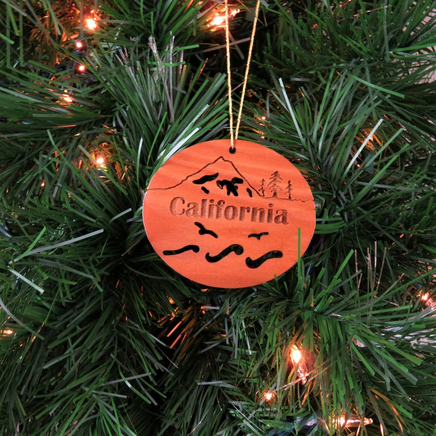 California Christmas Ornament Oval Wood Souvenir