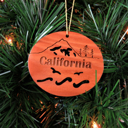 California Christmas Ornament Oval Wood Souvenir