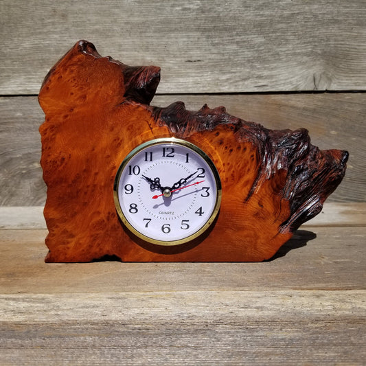 Wood Shelf Clock California Redwood Burl Table Mantle Den #131