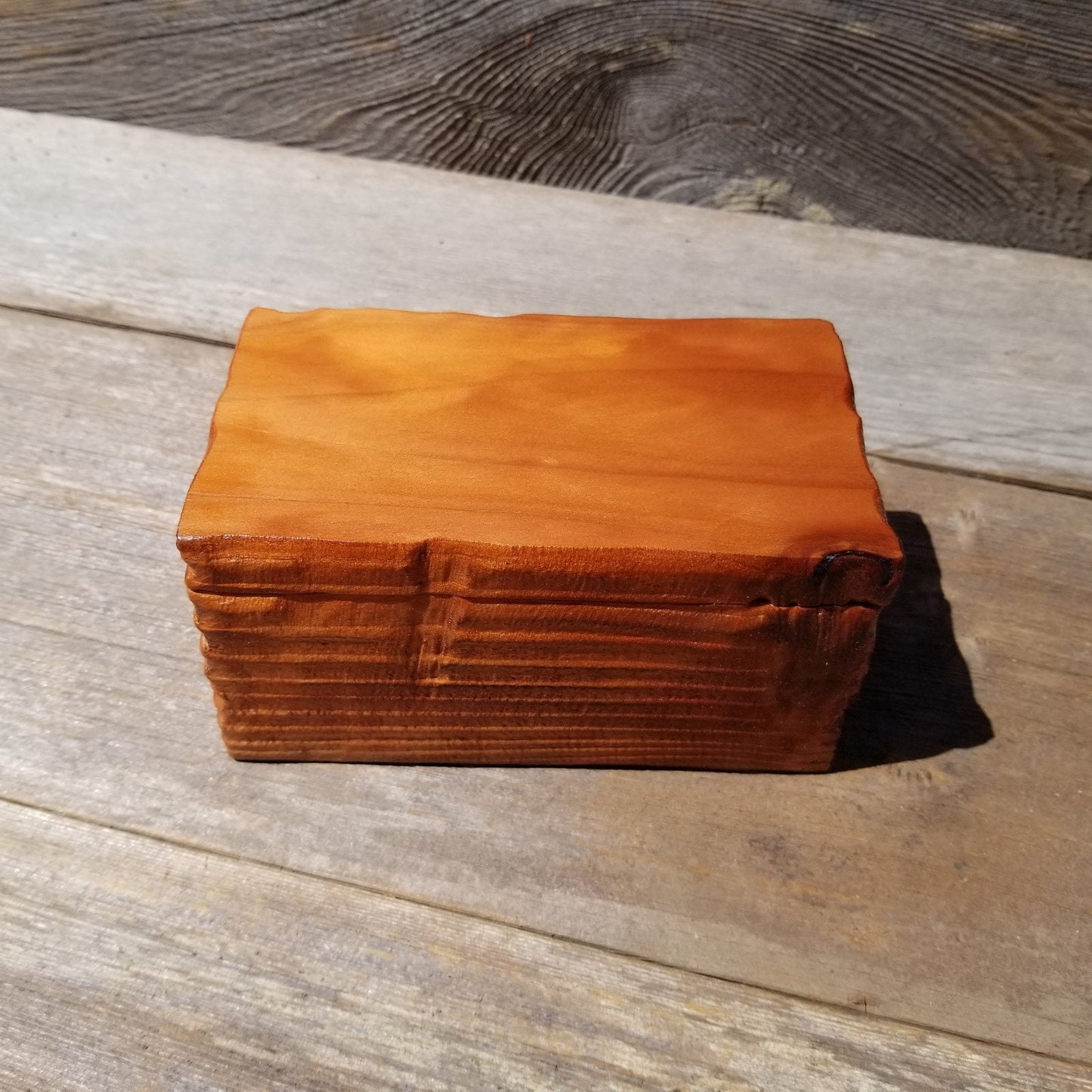 Redwood Jewelry Box Curly Wood Engraved Rustic Handmade California #471 Memento Box Dad Gift Trinkets Memories Stash Mens Valet