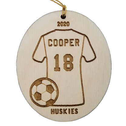 Soccer Wood Ornament, Custom Soccer Jersey and Ball Soccer Player Gift Personalized Futbol