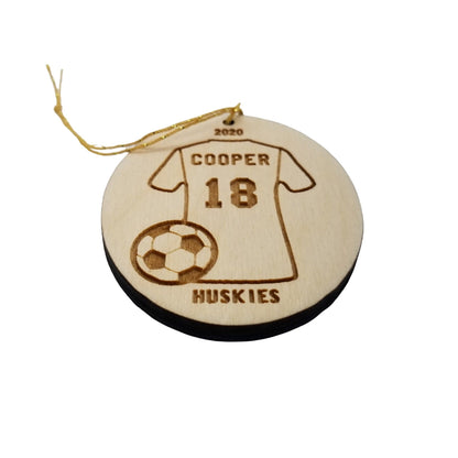 Soccer Wood Ornament, Custom Soccer Jersey and Ball Soccer Player Gift Personalized Futbol