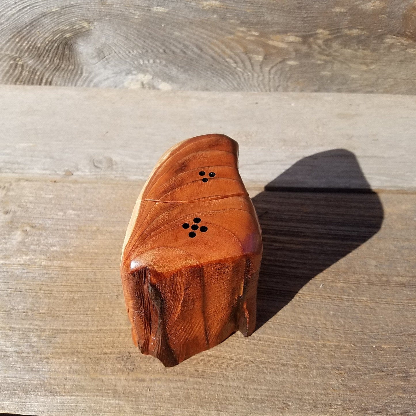 Rustic Wood Salt and Pepper Shakers Set Handmade #326 California Redwood Souvenir Housewarming Gift